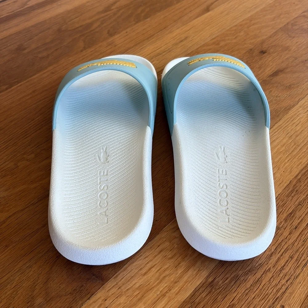 Lacoste Croco Slide Sandals Turquoise light blue size 9 - Picture 6 of 7